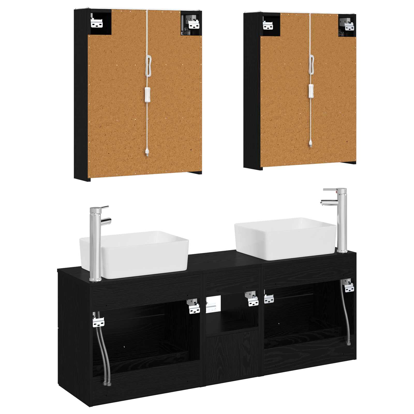Badezimmermöbel-Set 5 stk. Schwarze Eiche