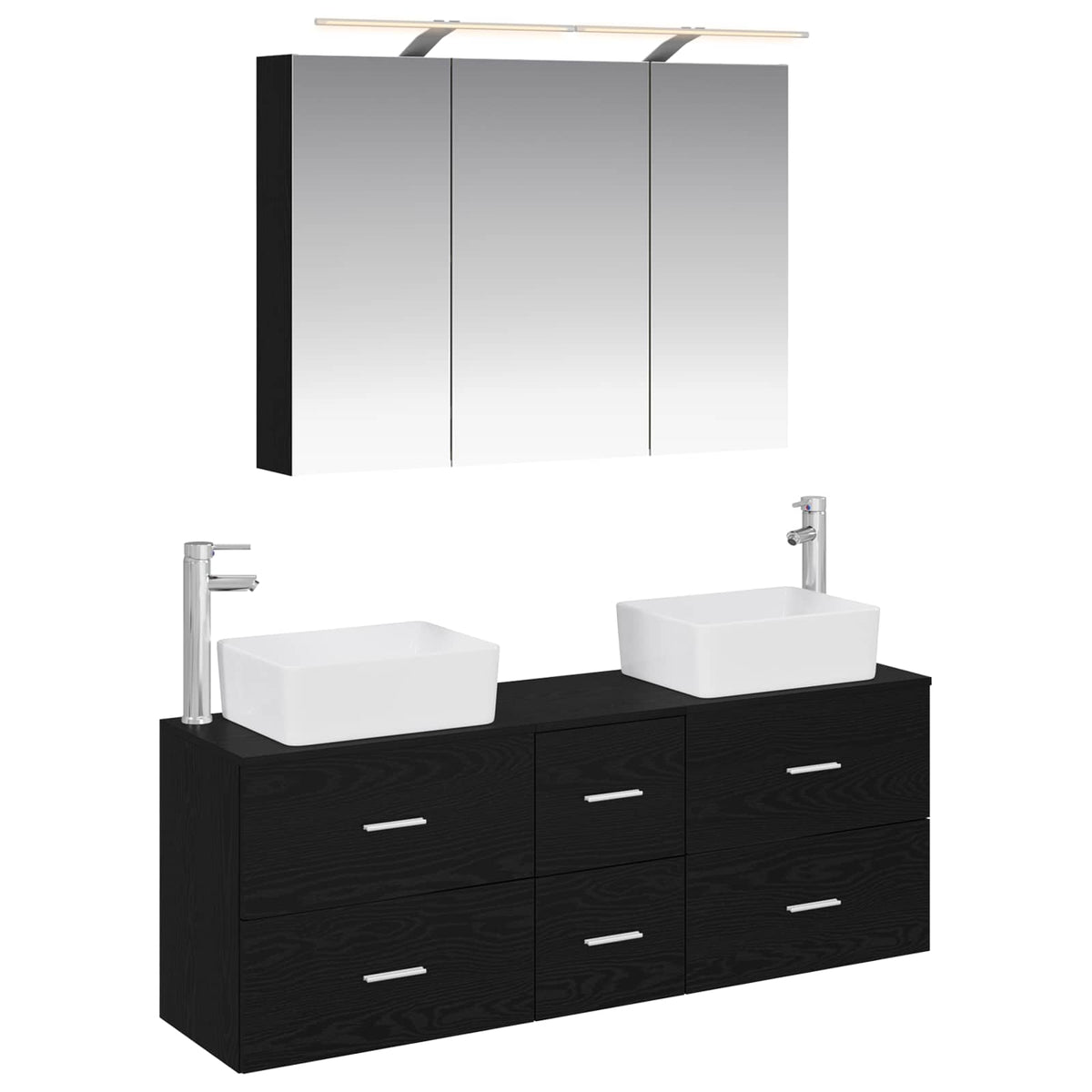 Badezimmermöbel-Set 4 stk. Schwarze Eiche