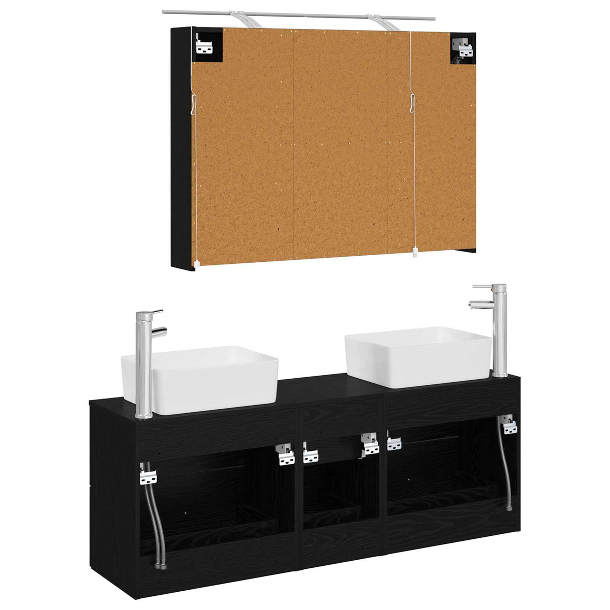 Badezimmermöbel-Set 4 stk. Schwarze Eiche