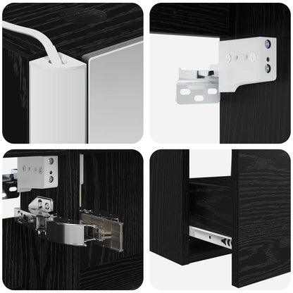 Badezimmermöbel-Set 4 stk. Schwarze Eiche