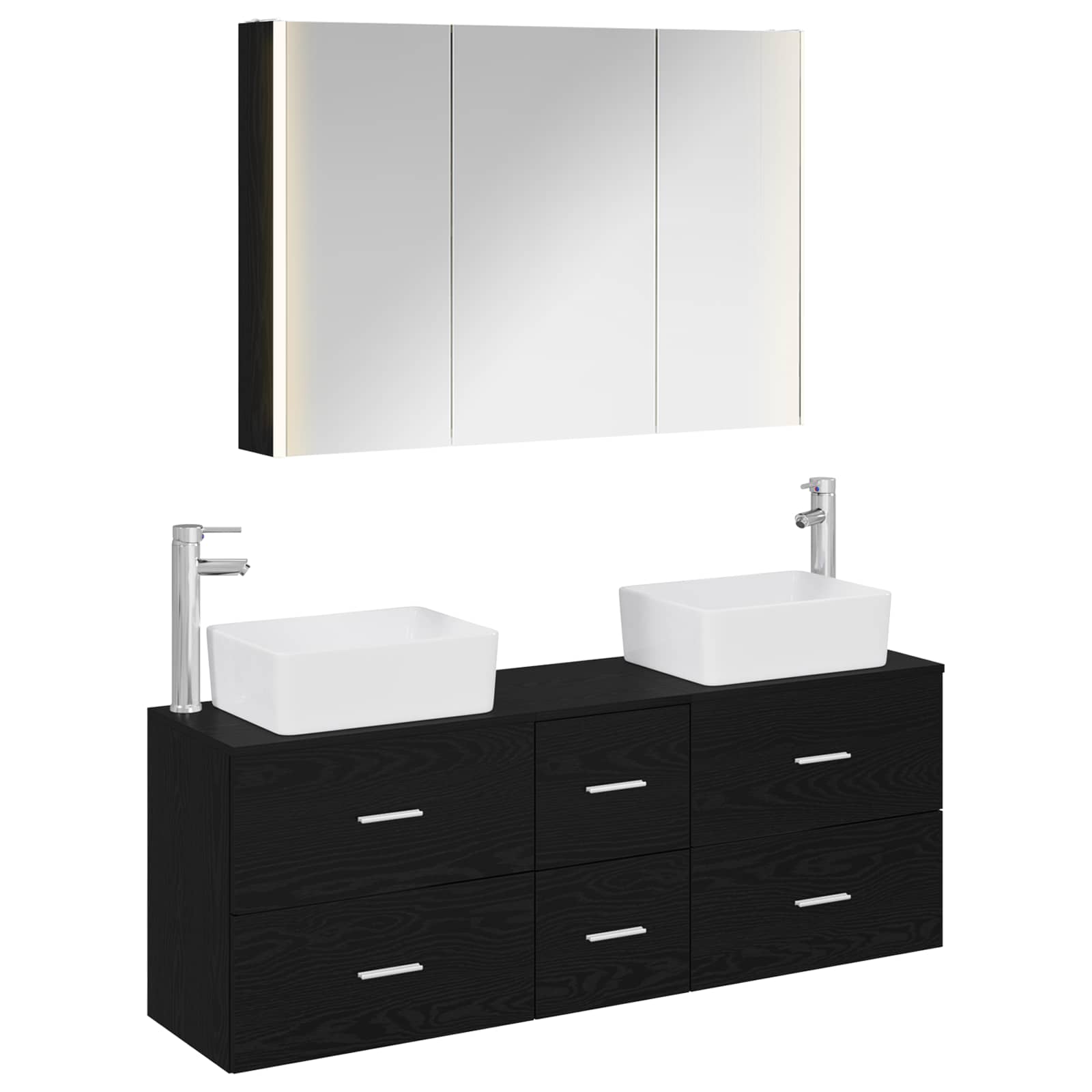 Badezimmermöbel-Set 4 stk. Schwarze Eiche