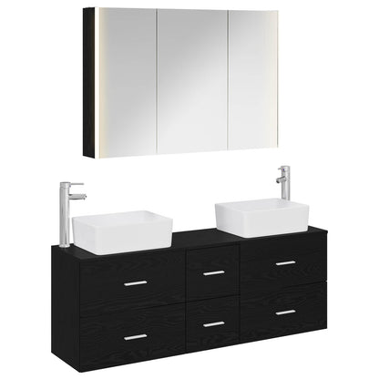 Badezimmermöbel-Set 4 stk. Schwarze Eiche