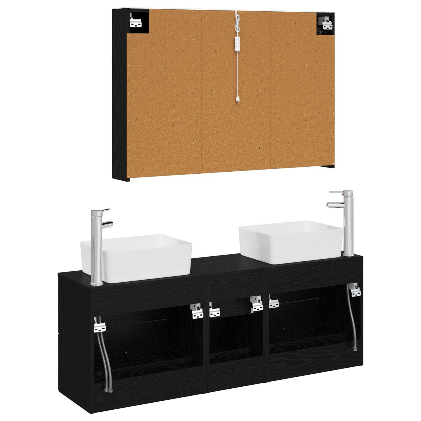 Badezimmermöbel-Set 4 stk. Schwarze Eiche