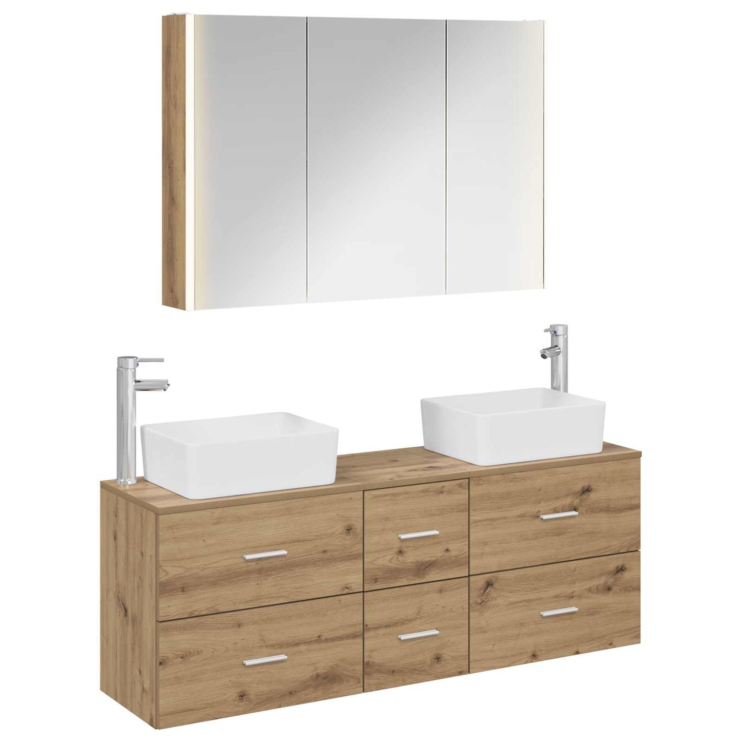Badezimmermöbel-Set 4 stk. Artisan-Eiche Ingenieurholz und Glas