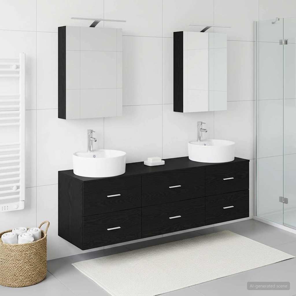 Badezimmermöbel-Set 5 stk. Schwarze Eiche