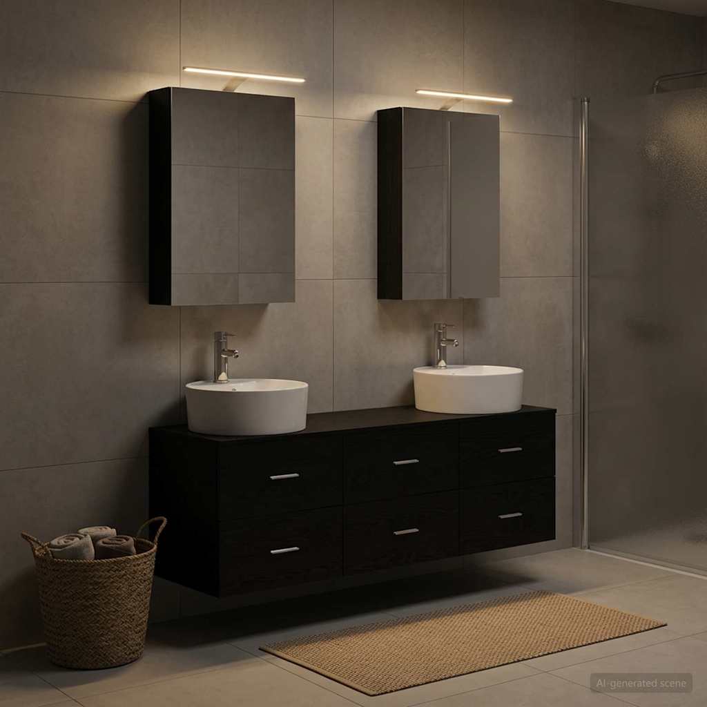 Badezimmermöbel-Set 5 stk. Schwarze Eiche