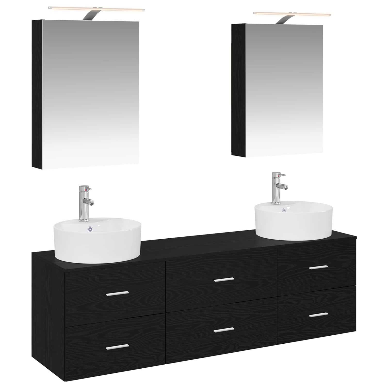 Badezimmermöbel-Set 5 stk. Schwarze Eiche