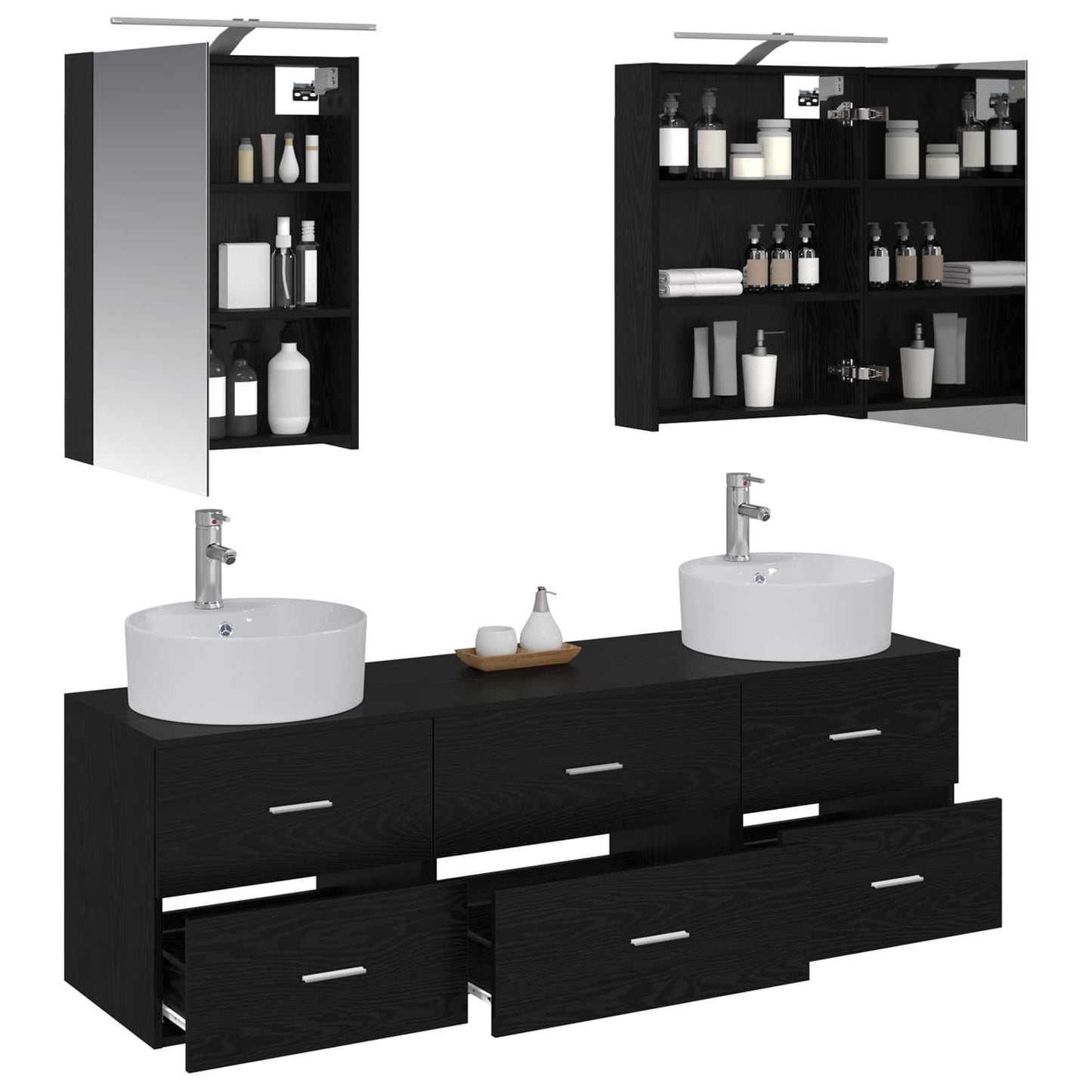 Badezimmermöbel-Set 5 stk. Schwarze Eiche
