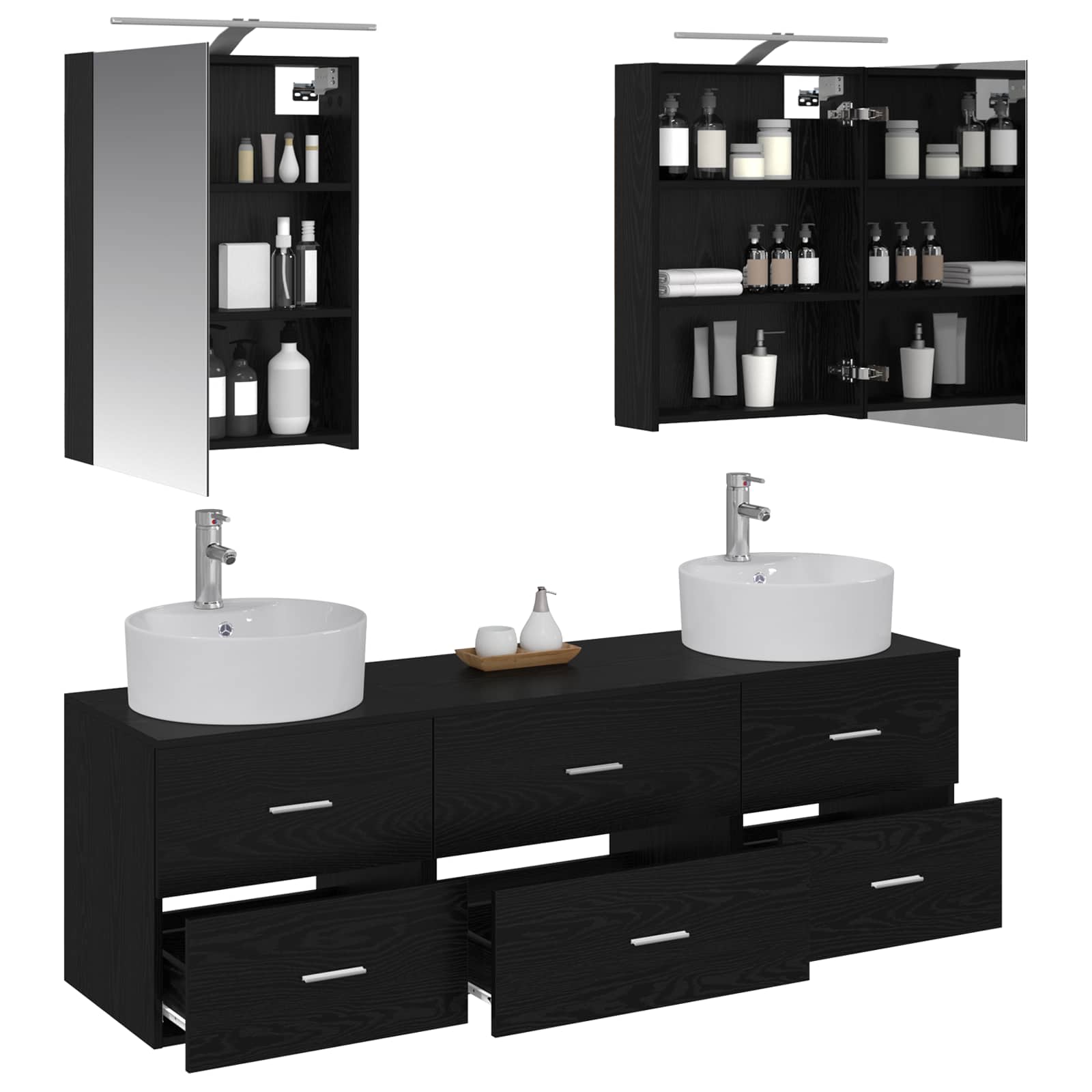 Badezimmermöbel-Set 5 stk. Schwarze Eiche