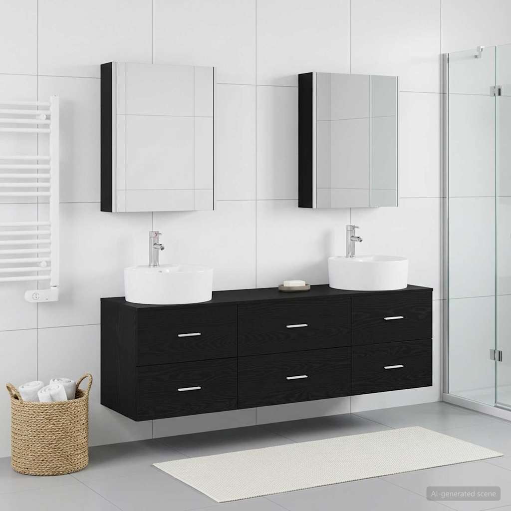Badezimmermöbel-Set 5 stk. Schwarze Eiche