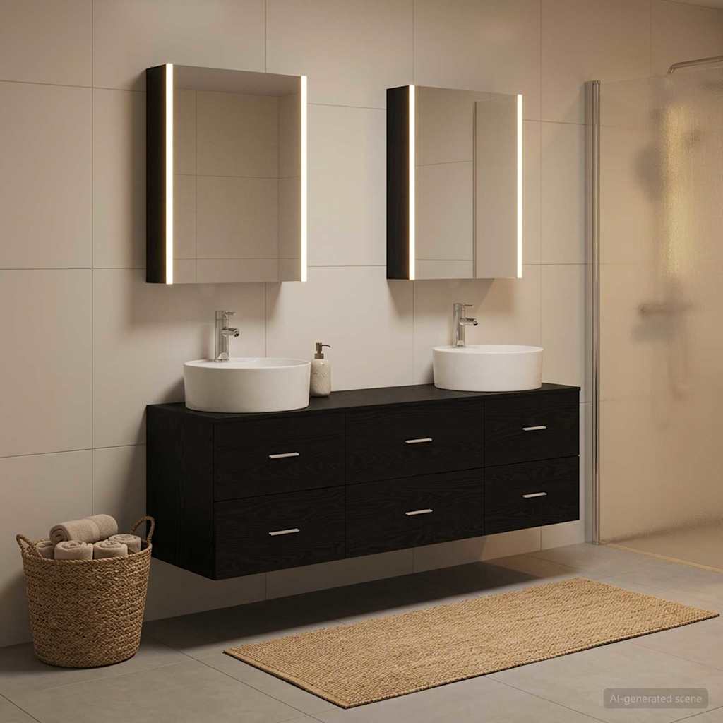 Badezimmermöbel-Set 5 stk. Schwarze Eiche