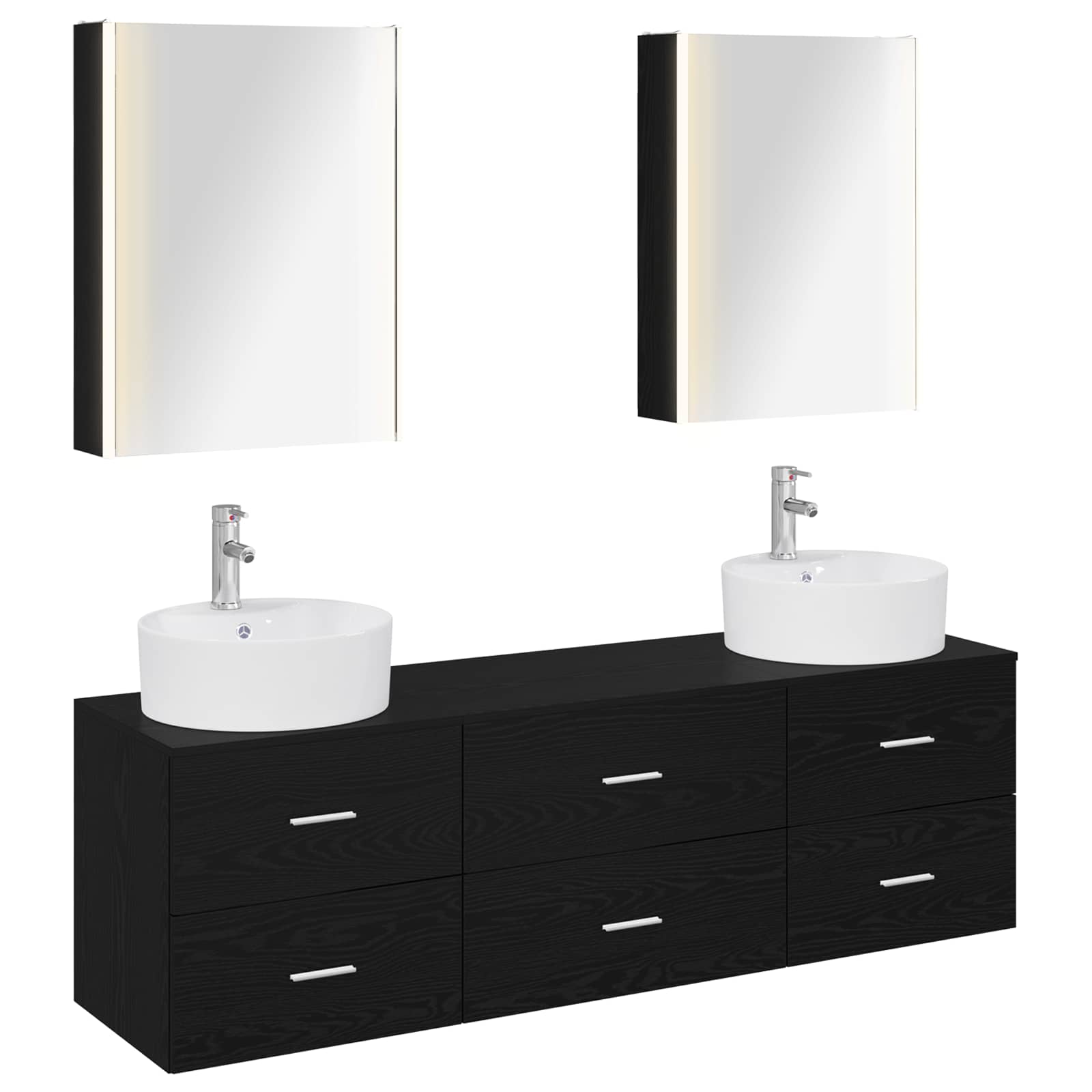 Badezimmermöbel-Set 5 stk. Schwarze Eiche