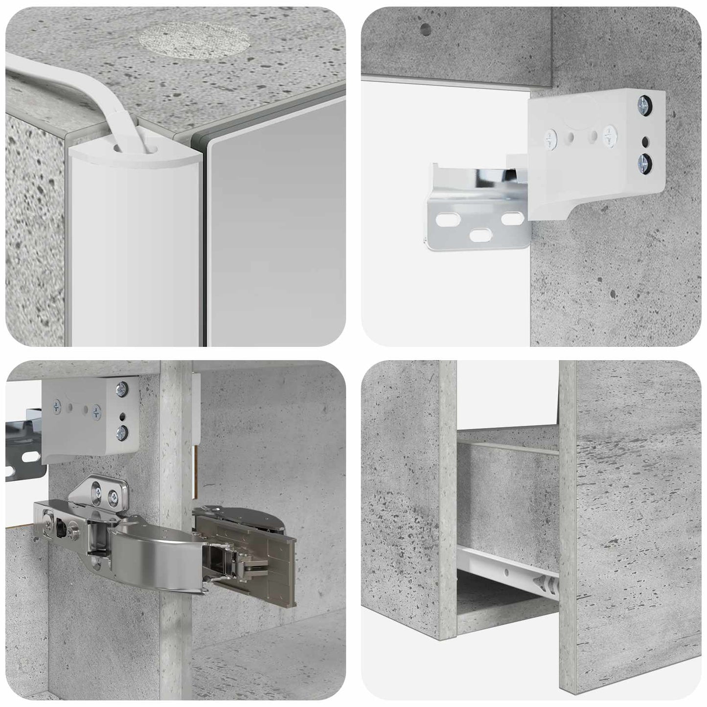 Badezimmermöbel-Set 5 stk. Betongrau Ingenieurholz und Glas