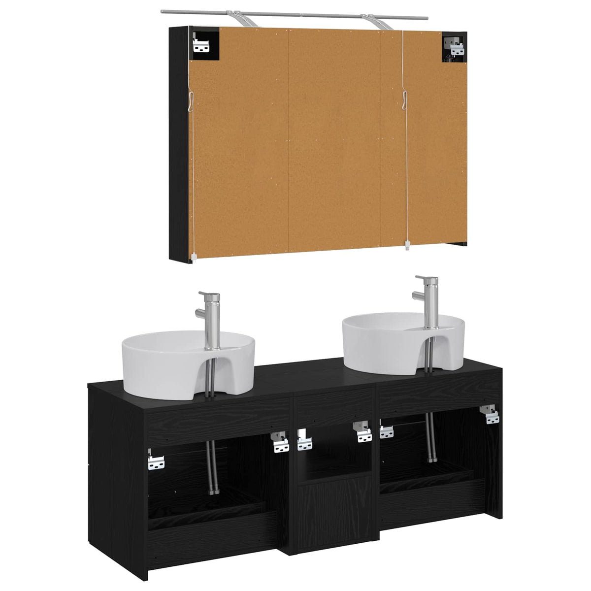 Badezimmermöbel-Set 4 stk. Schwarz Eichen-Optik