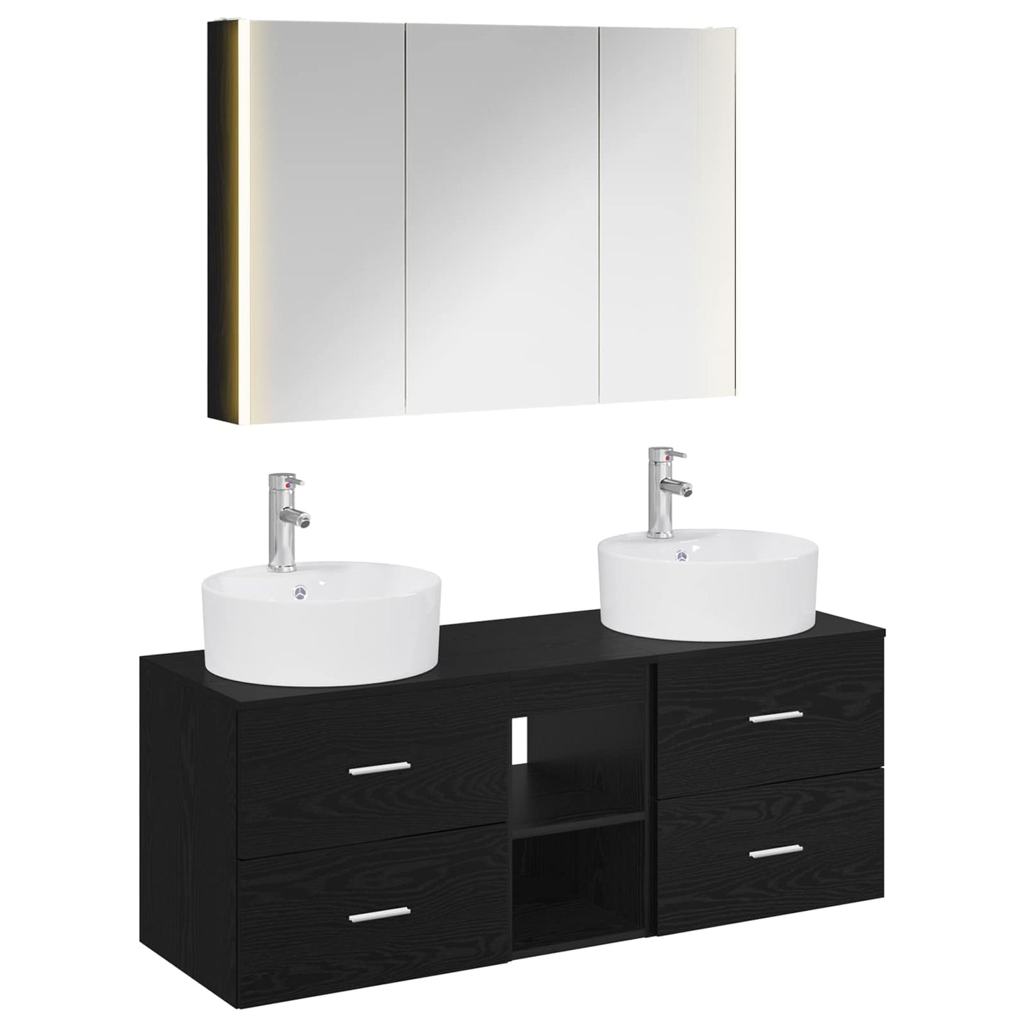 Badezimmermöbel-Set 4 stk. Schwarze Eiche