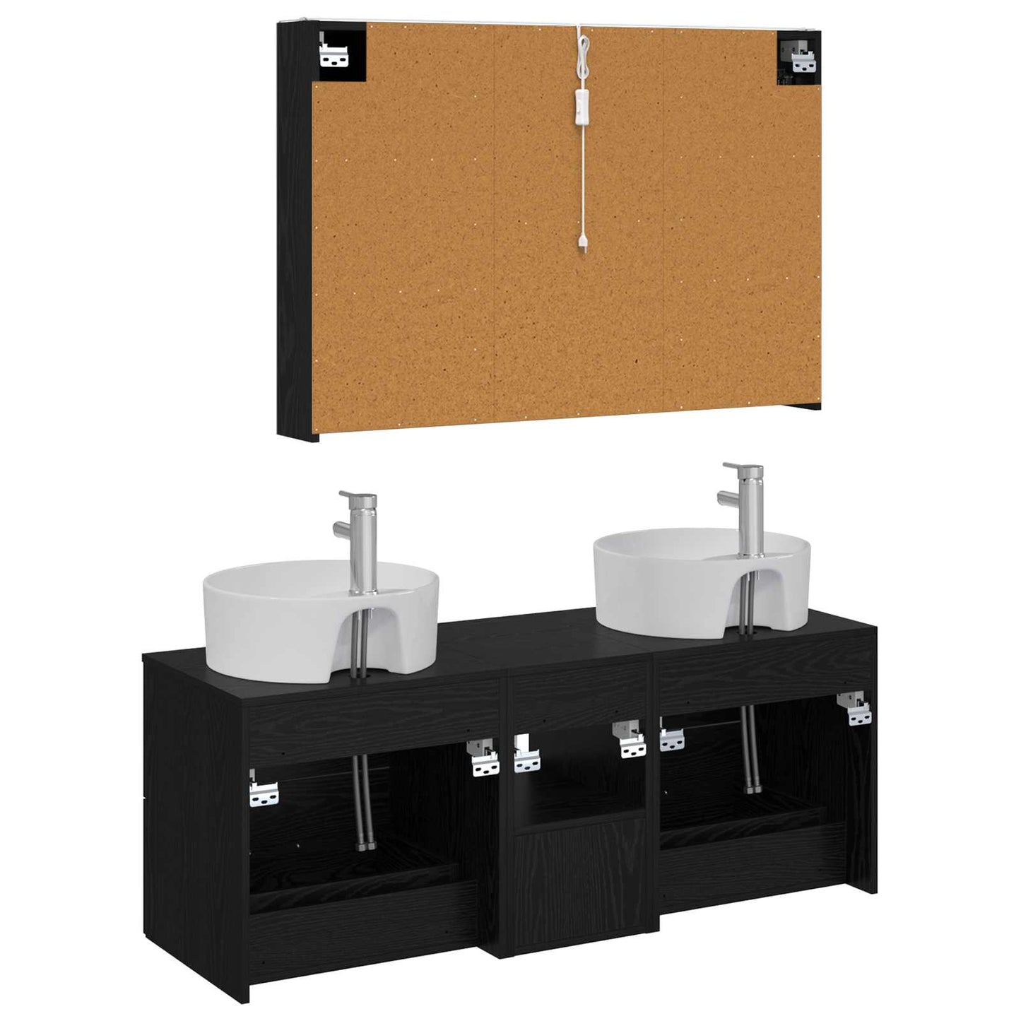 Badezimmermöbel-Set 4 stk. Schwarze Eiche