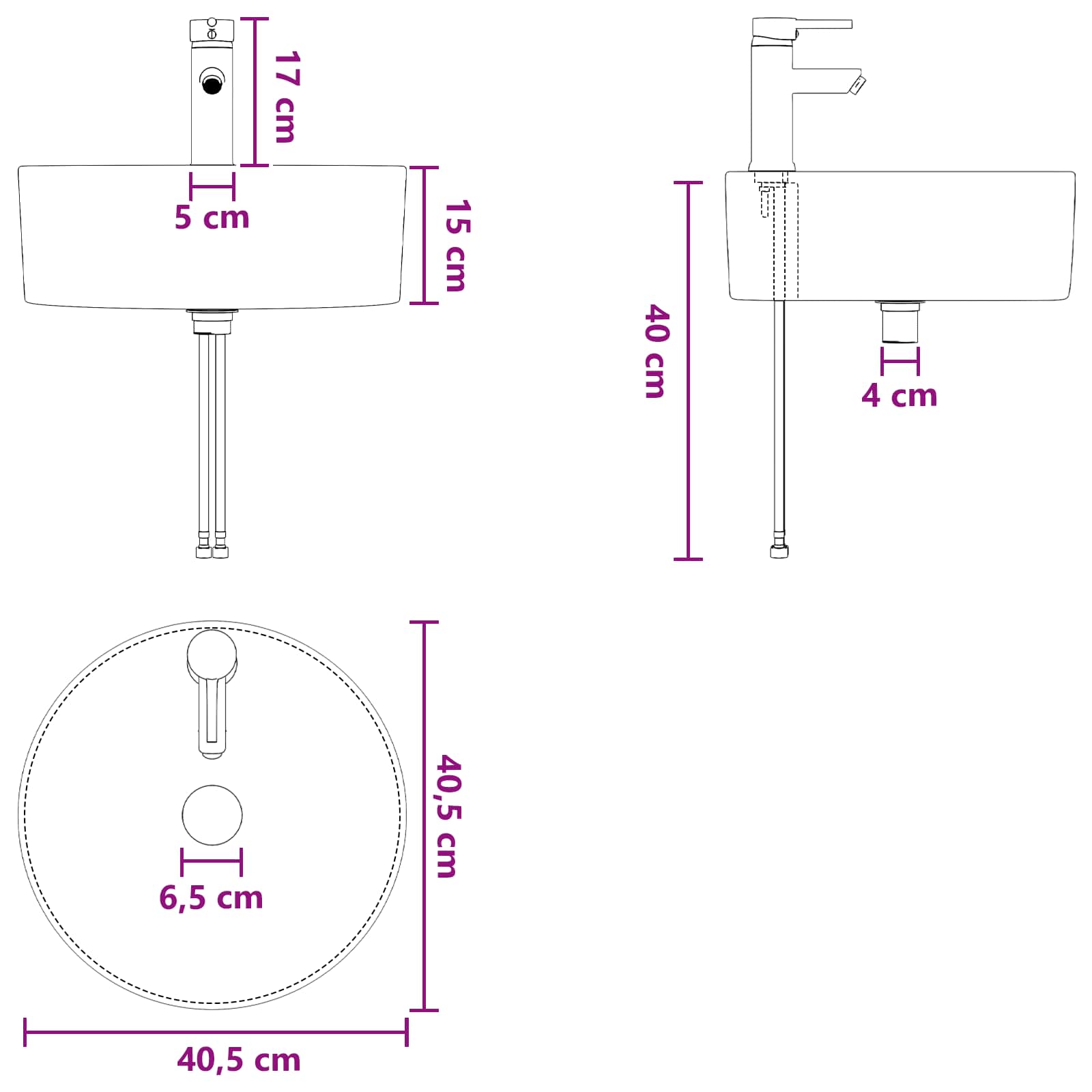 Badezimmermöbel-Set 4 stk. Schwarze Eiche