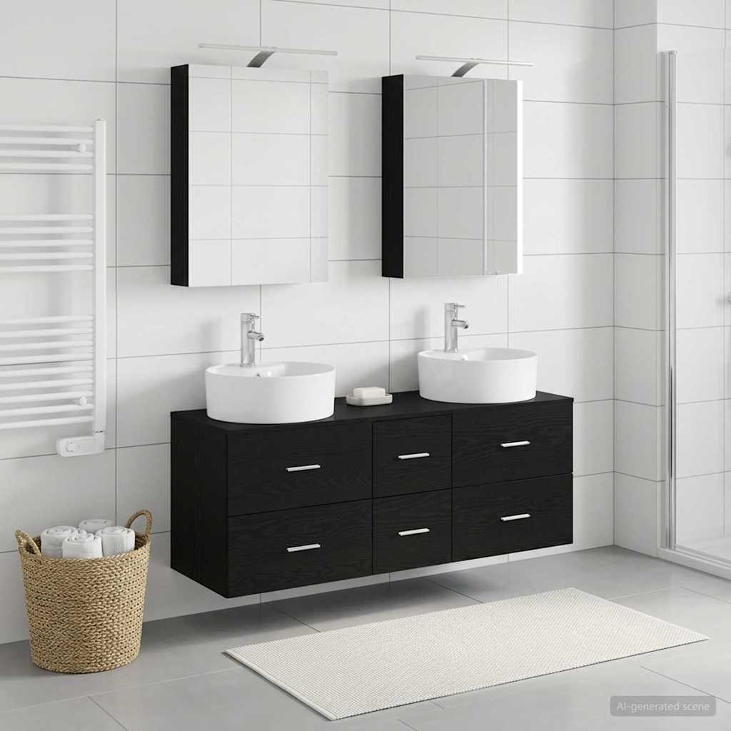 Badezimmermöbel-Set 5 stk. Schwarze Eiche