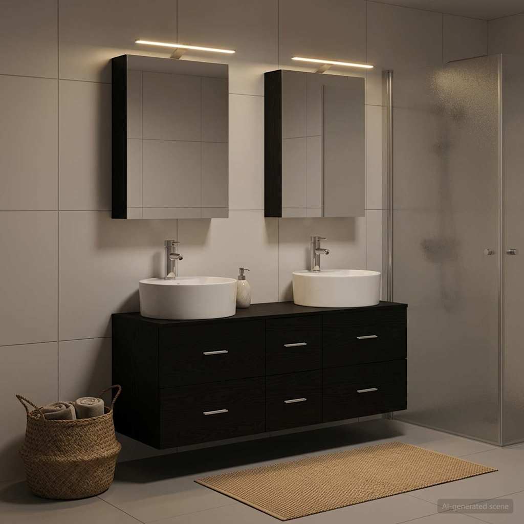 Badezimmermöbel-Set 5 stk. Schwarze Eiche