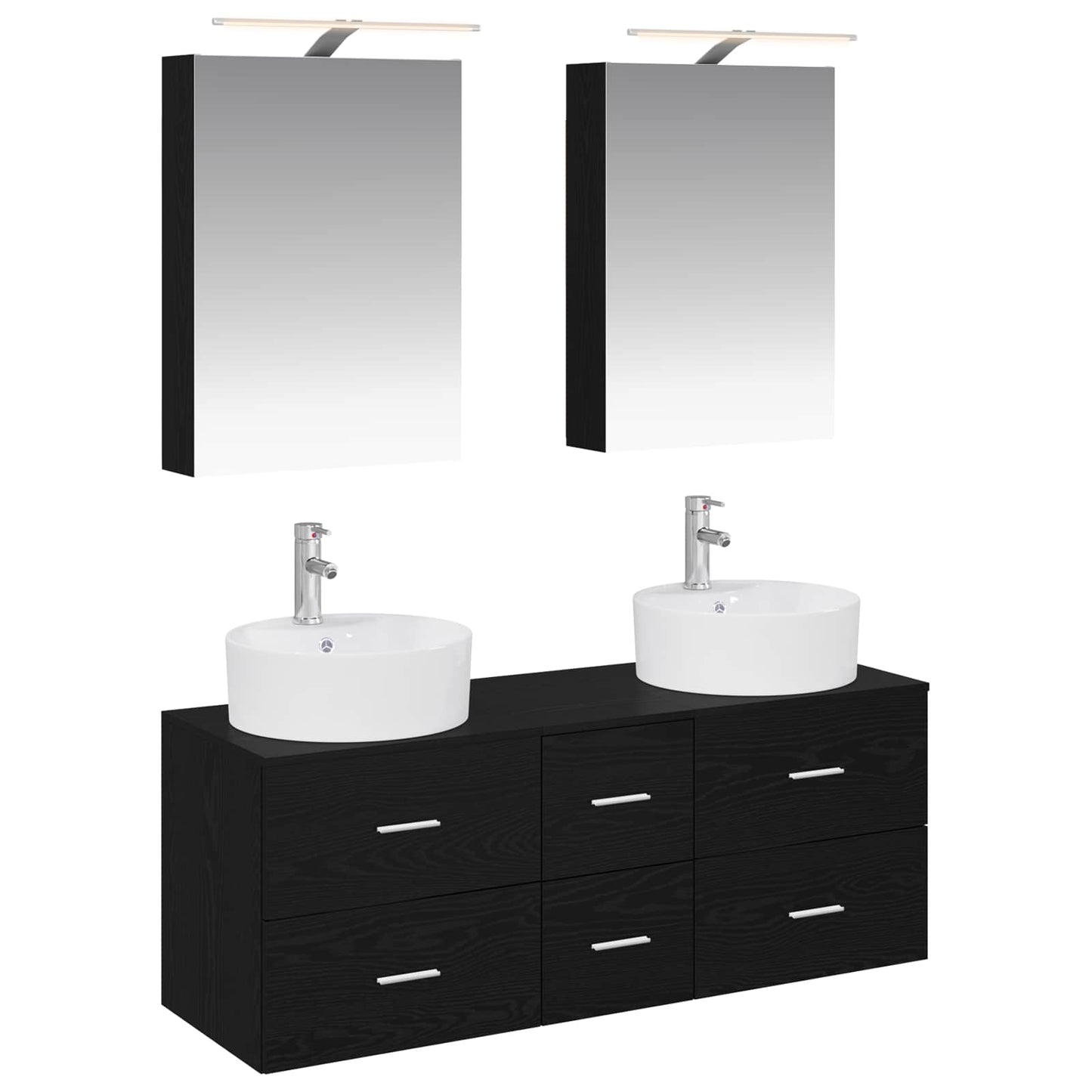Badezimmermöbel-Set 5 stk. Schwarze Eiche