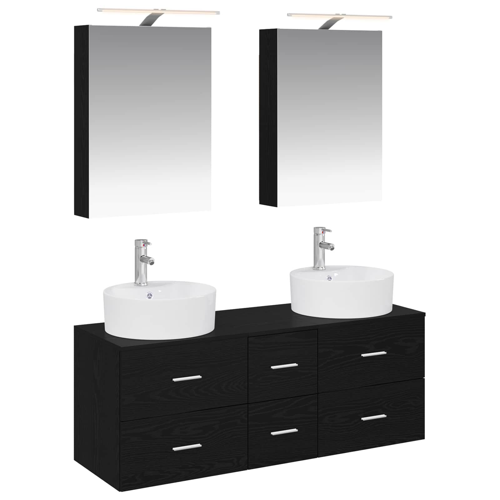 Badezimmermöbel-Set 5 stk. Schwarze Eiche