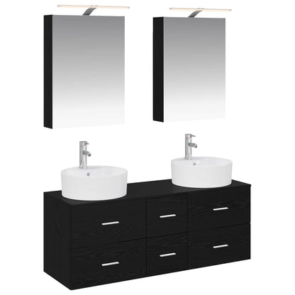 Badezimmermöbel-Set 5 stk. Schwarze Eiche