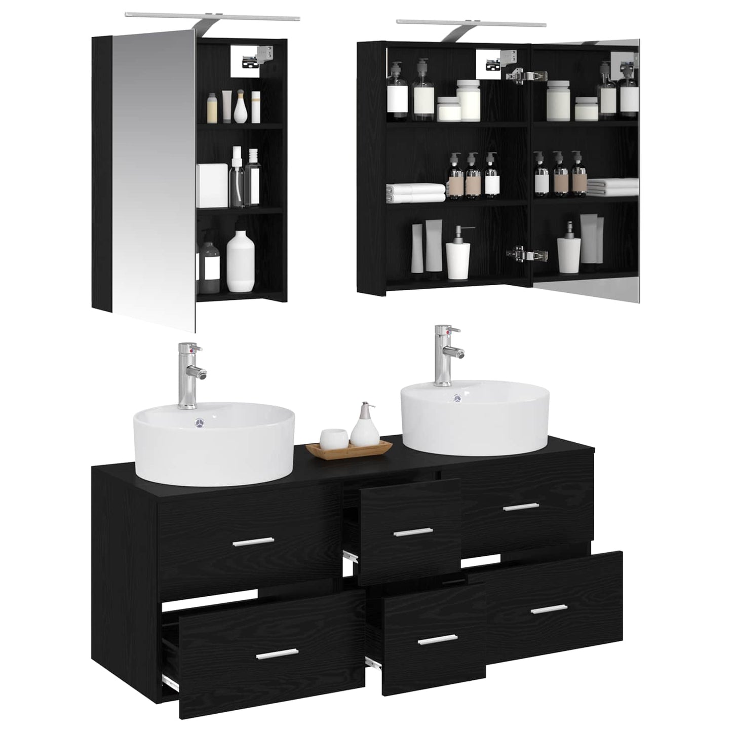 Badezimmermöbel-Set 5 stk. Schwarze Eiche