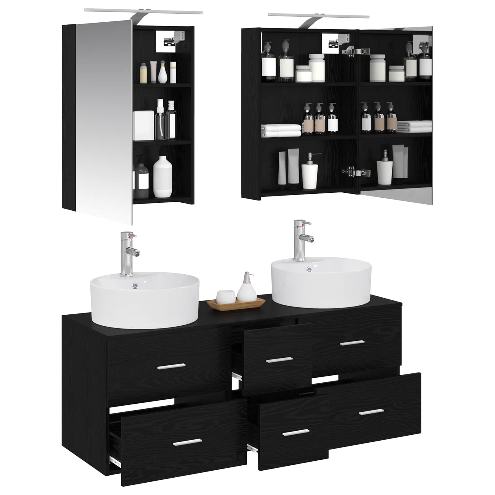 Badezimmermöbel-Set 5 stk. Schwarze Eiche