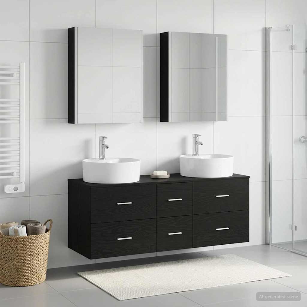 Badezimmermöbel-Set 5 stk. Schwarze Eiche