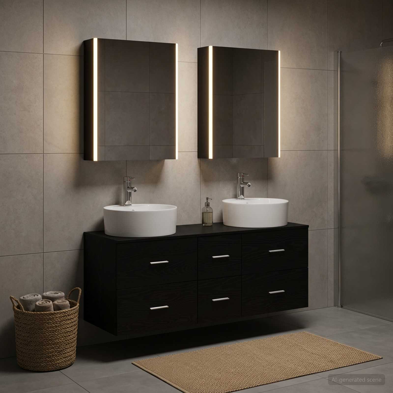 Badezimmermöbel-Set 5 stk. Schwarze Eiche