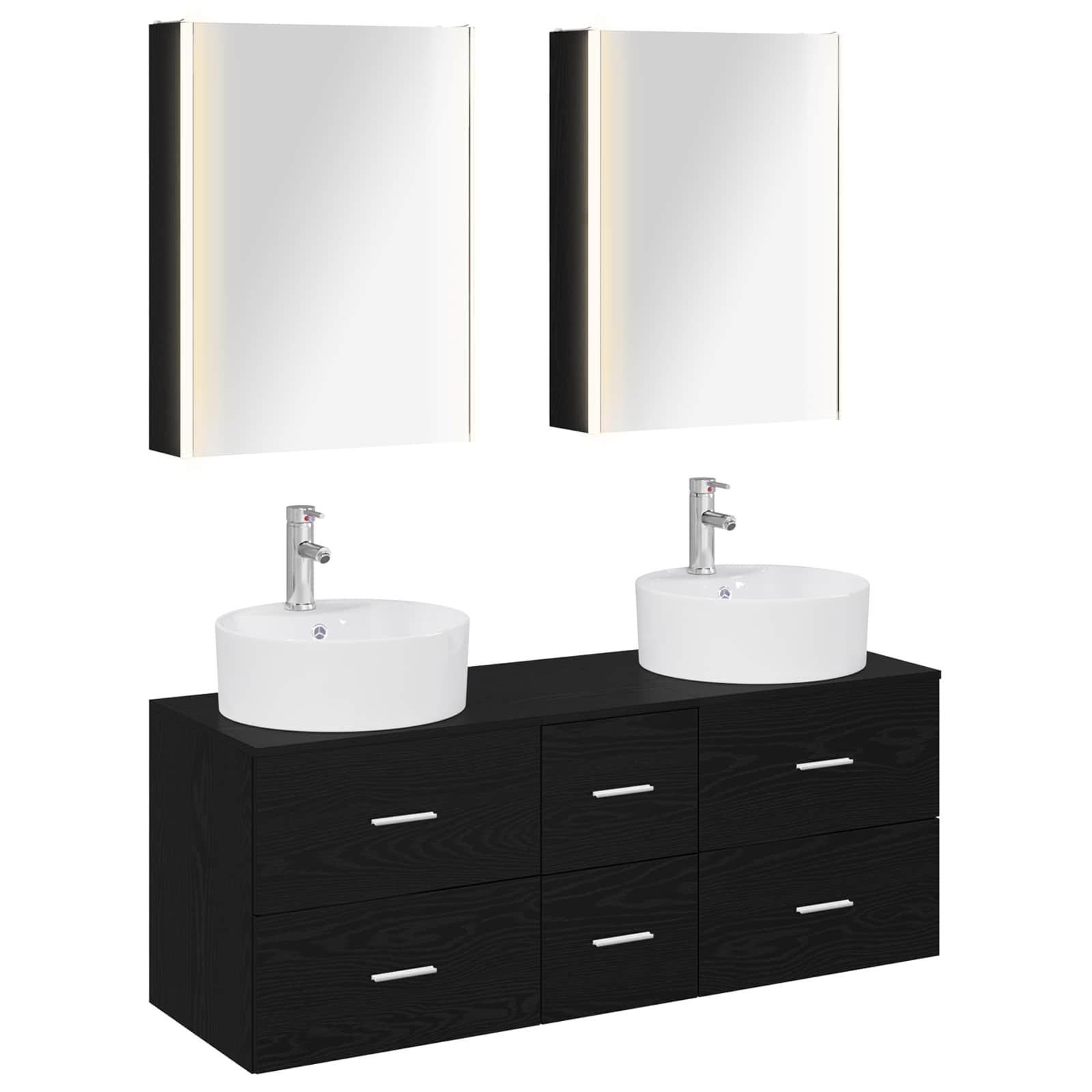 Badezimmermöbel-Set 5 stk. Schwarze Eiche
