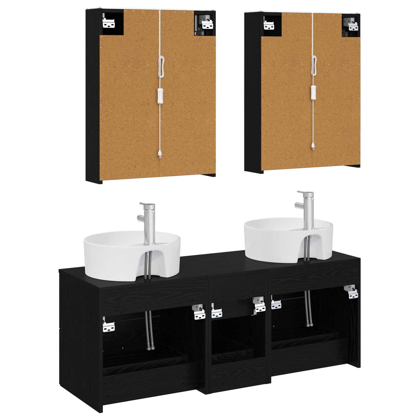 Badezimmermöbel-Set 5 stk. Schwarze Eiche