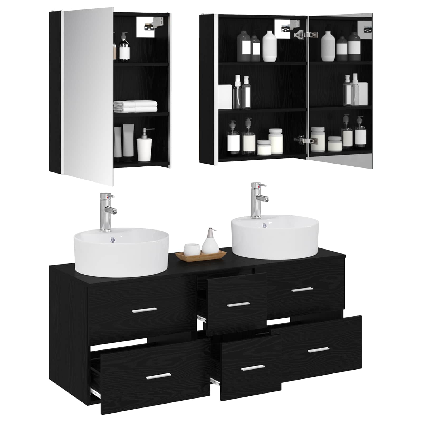 Badezimmermöbel-Set 5 stk. Schwarze Eiche