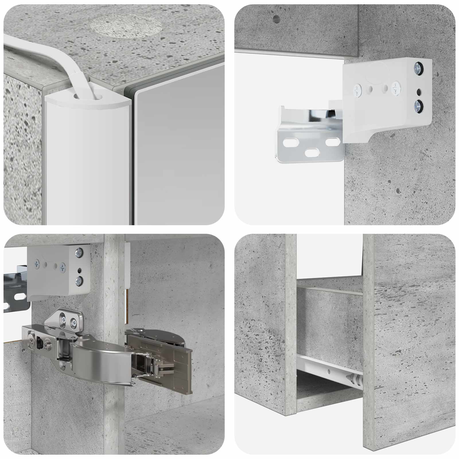 Badezimmermöbel-Set 5 stk. Betongrau Ingenieurholz und Glas