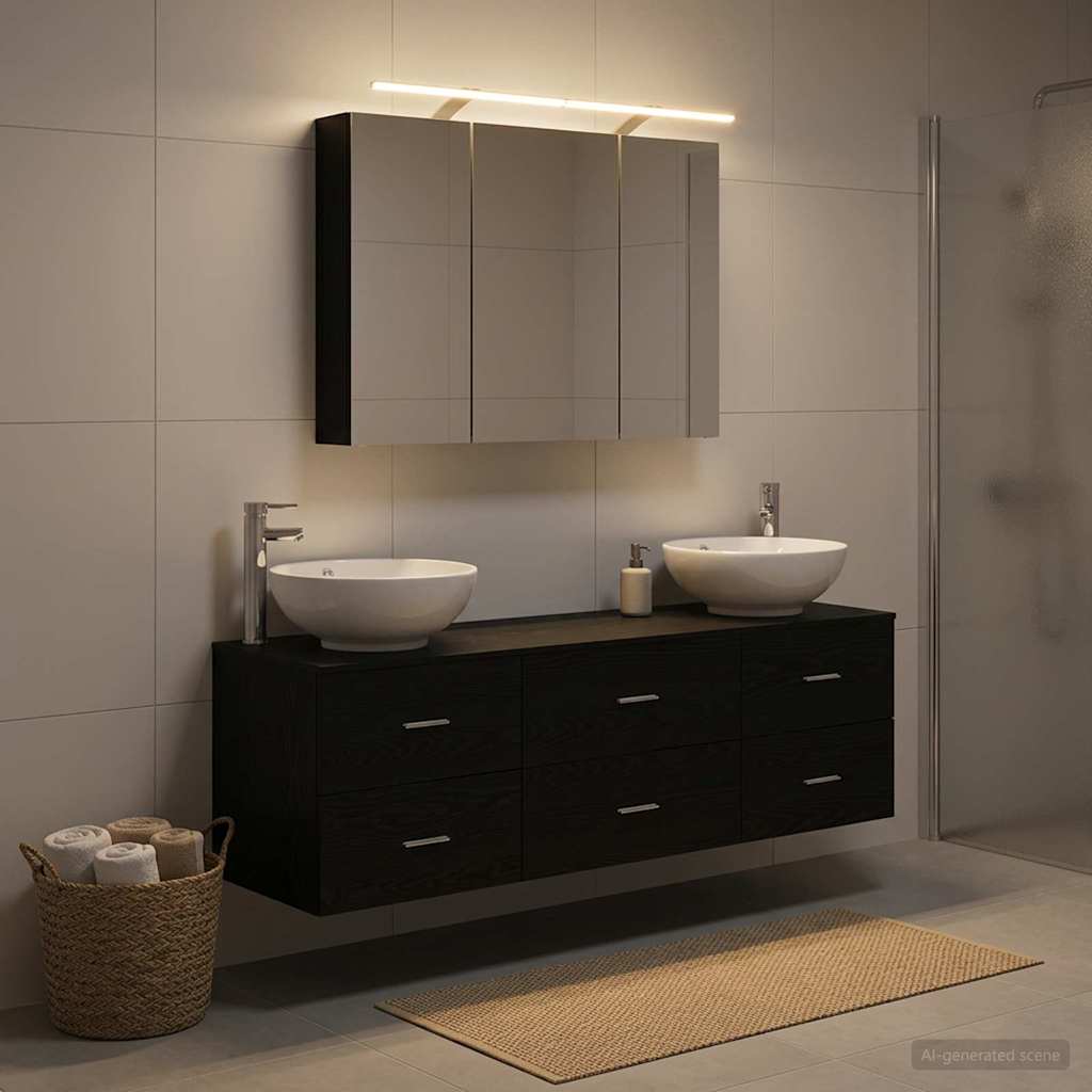 Badezimmermöbel-Set 4 stk. Schwarze Eiche