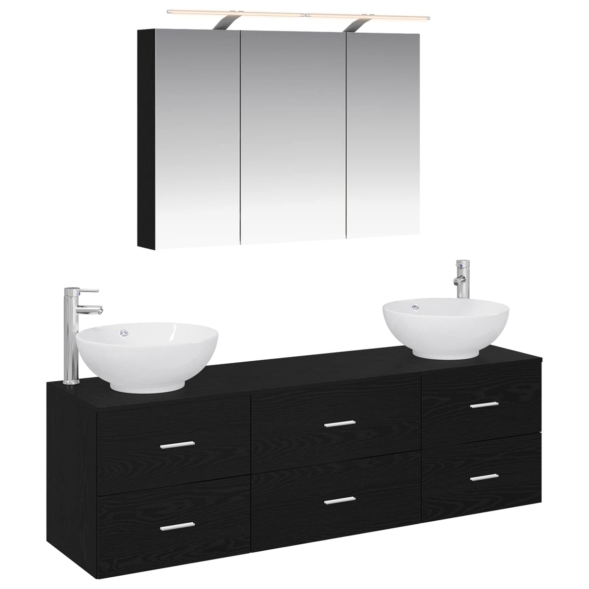 Badezimmermöbel-Set 4 stk. Schwarze Eiche