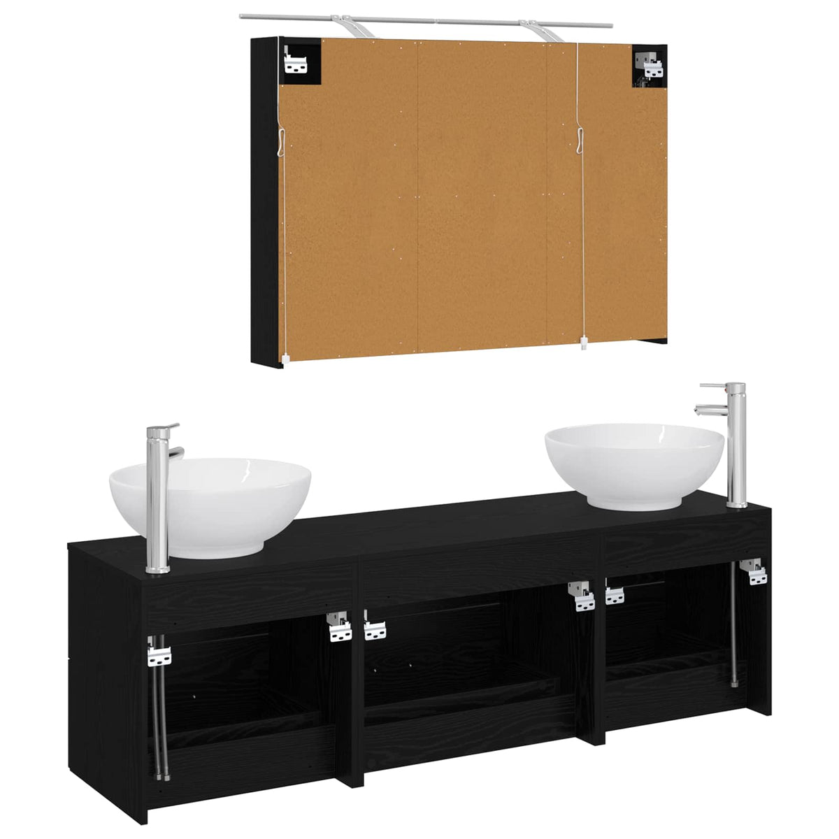 Badezimmermöbel-Set 4 stk. Schwarze Eiche