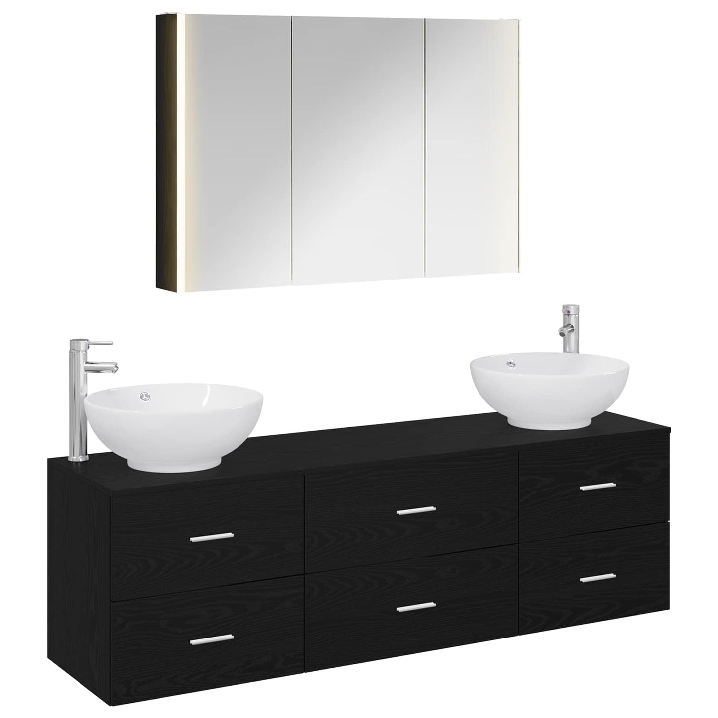Badezimmermöbel-Set 4 stk. Schwarze Eiche
