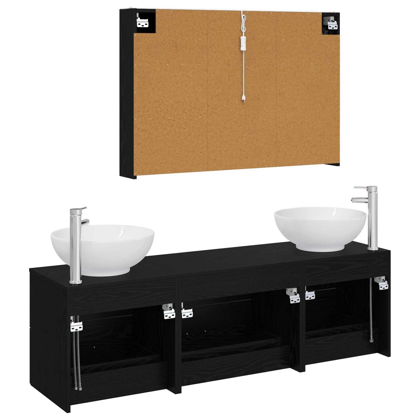 Badezimmermöbel-Set 4 stk. Schwarze Eiche