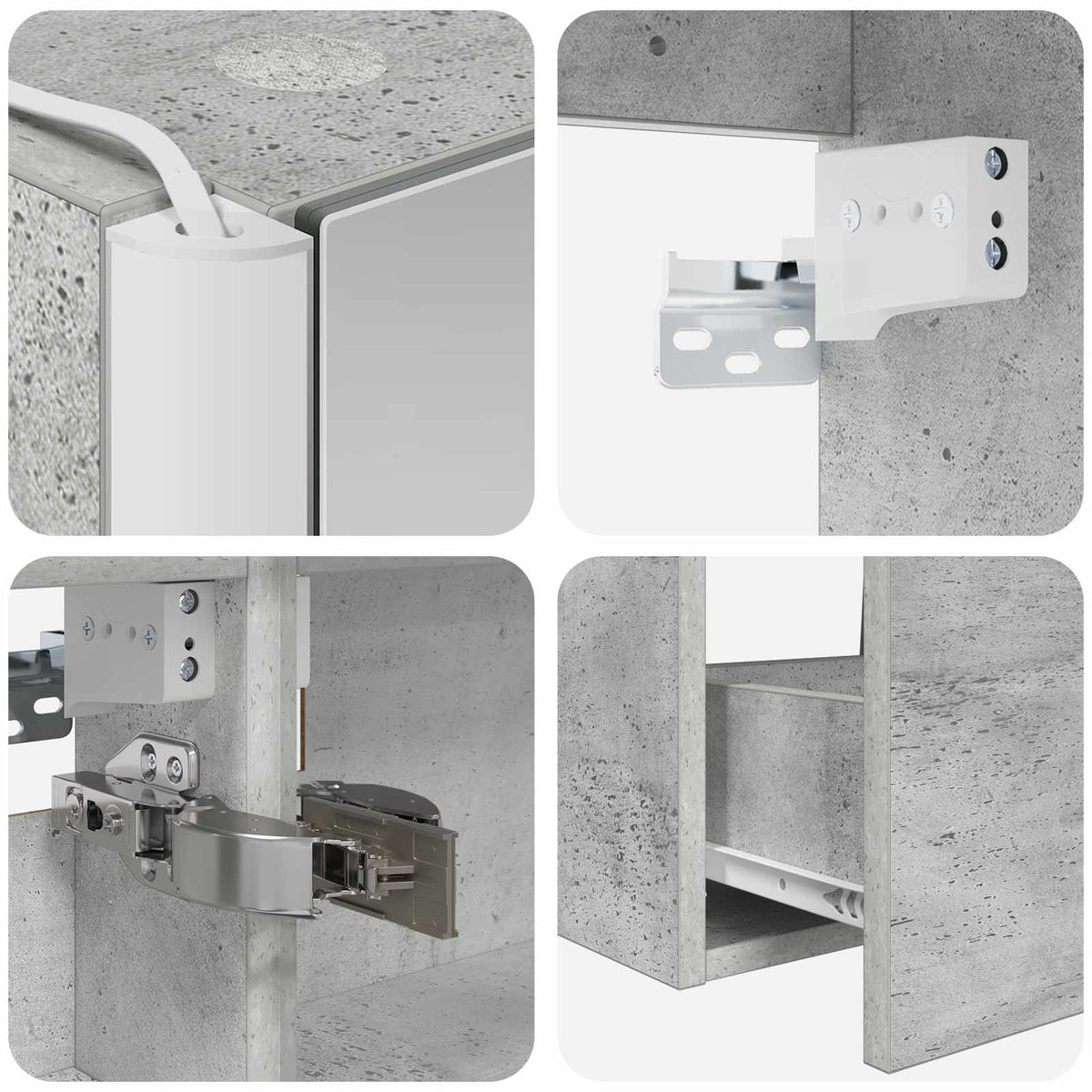 Badezimmermöbel-Set 4 stk. Betongrau Ingenieurholz und Glas