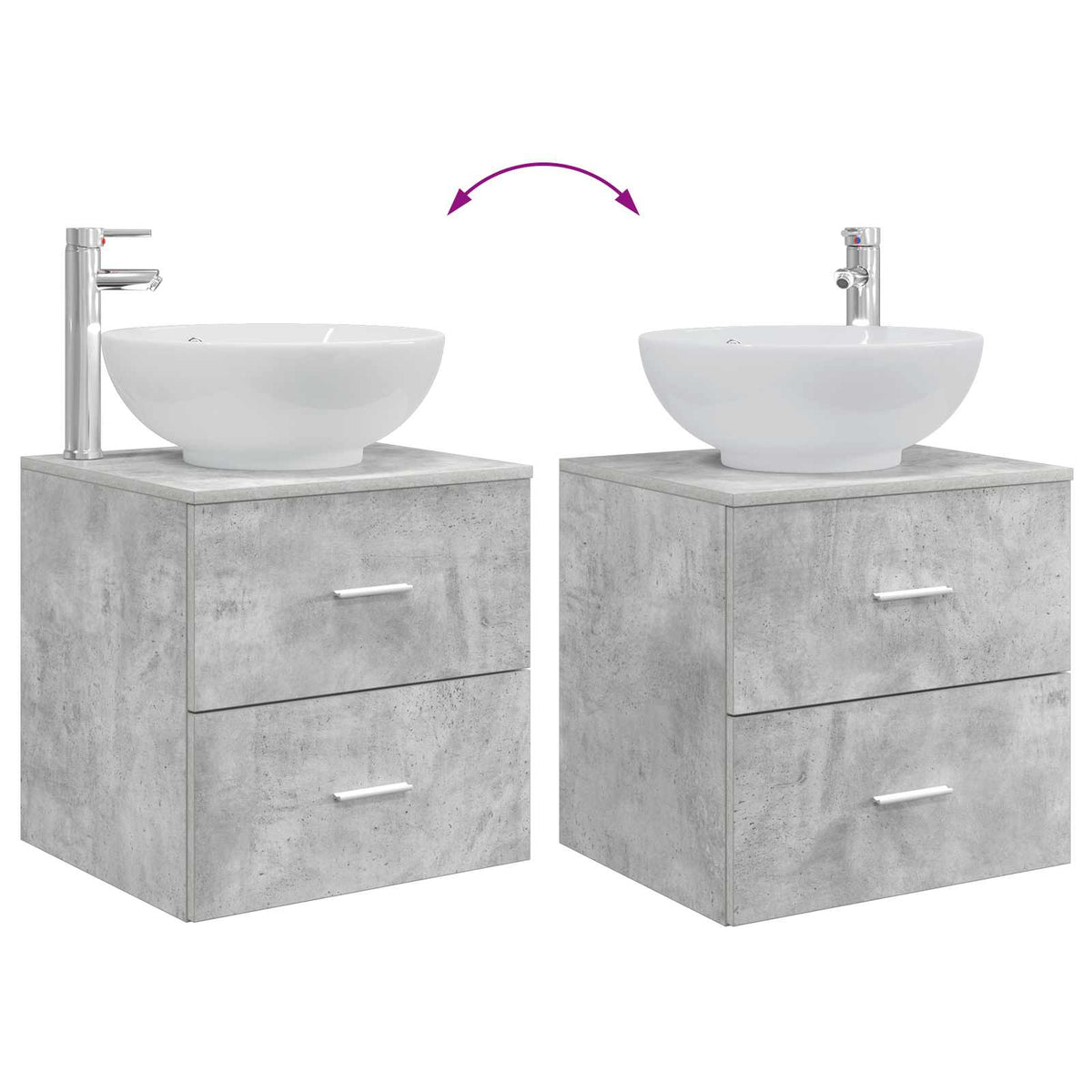 Badezimmermöbel-Set 4 stk. Betongrau Ingenieurholz und Glas