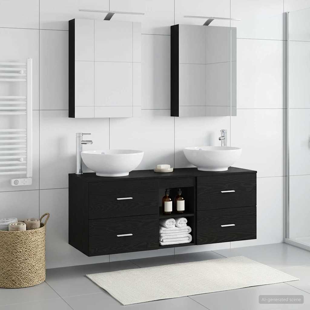 Badezimmermöbel-Set 5 stk. Schwarze Eiche