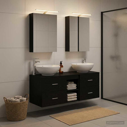 Badezimmermöbel-Set 5 stk. Schwarz Eichen-Optik
