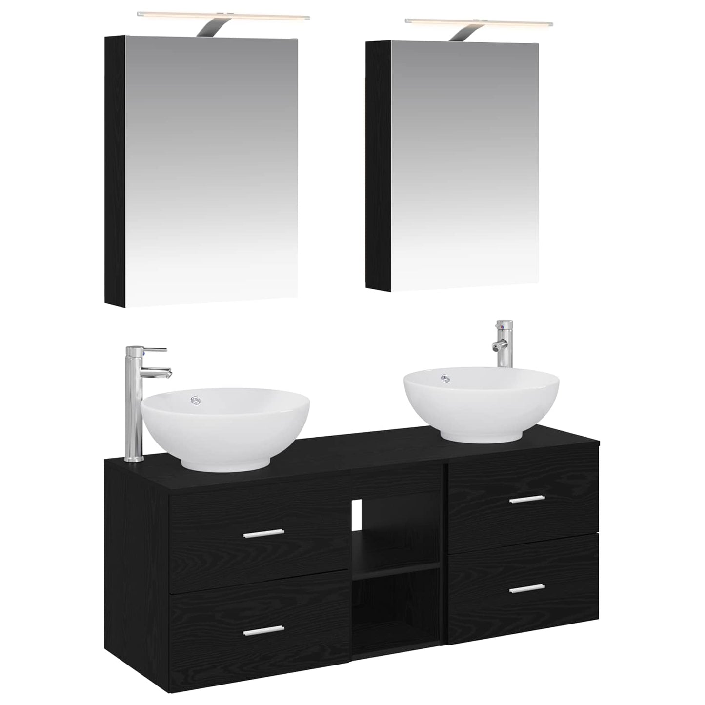 Badezimmermöbel-Set 5 stk. Schwarze Eiche