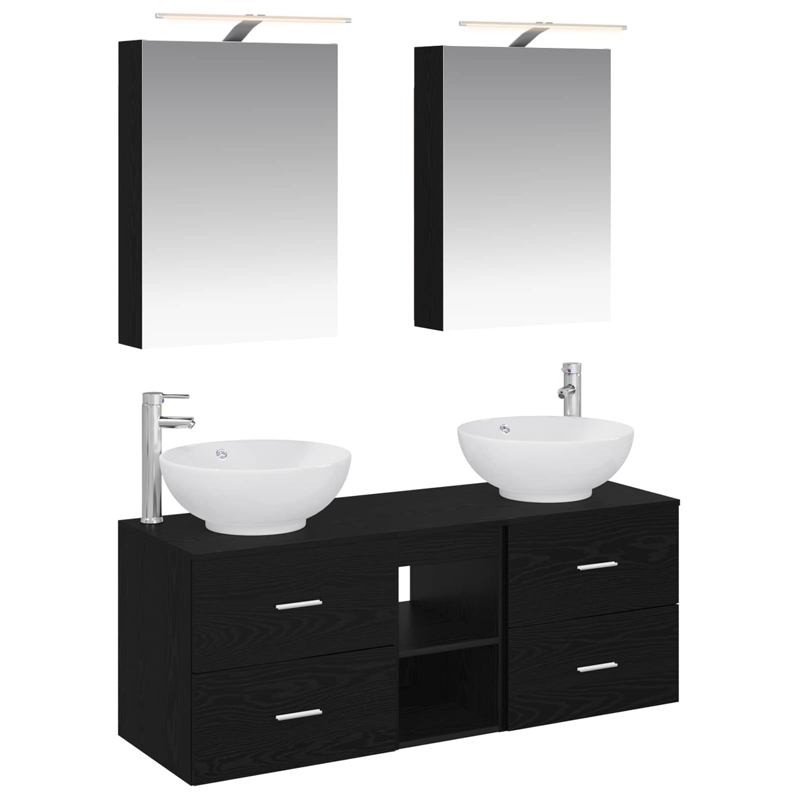 Badezimmermöbel-Set 5 stk. Schwarze Eiche