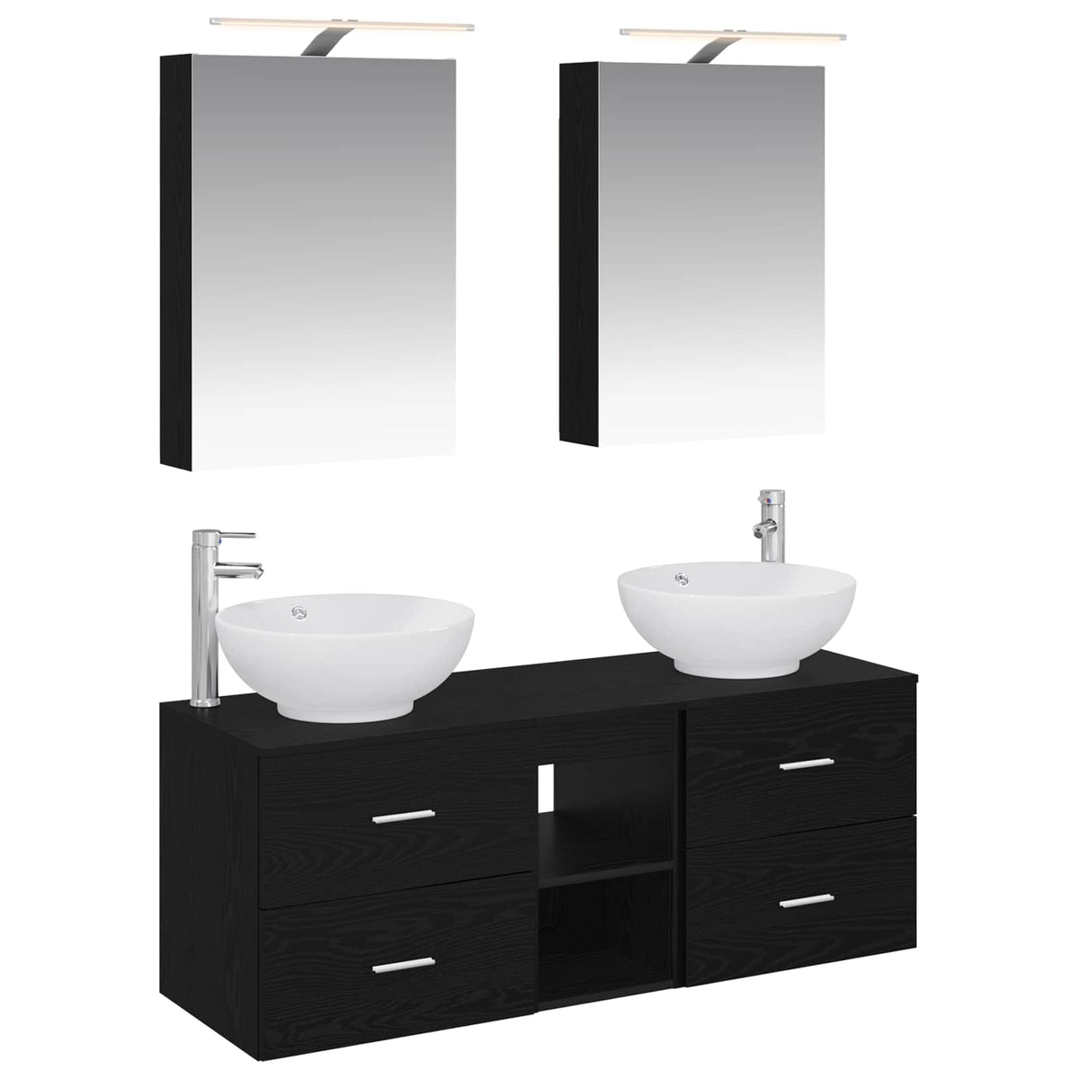 Badezimmermöbel-Set 5 stk. Schwarz Eichen-Optik