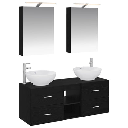 Badezimmermöbel-Set 5 stk. Schwarz Eichen-Optik