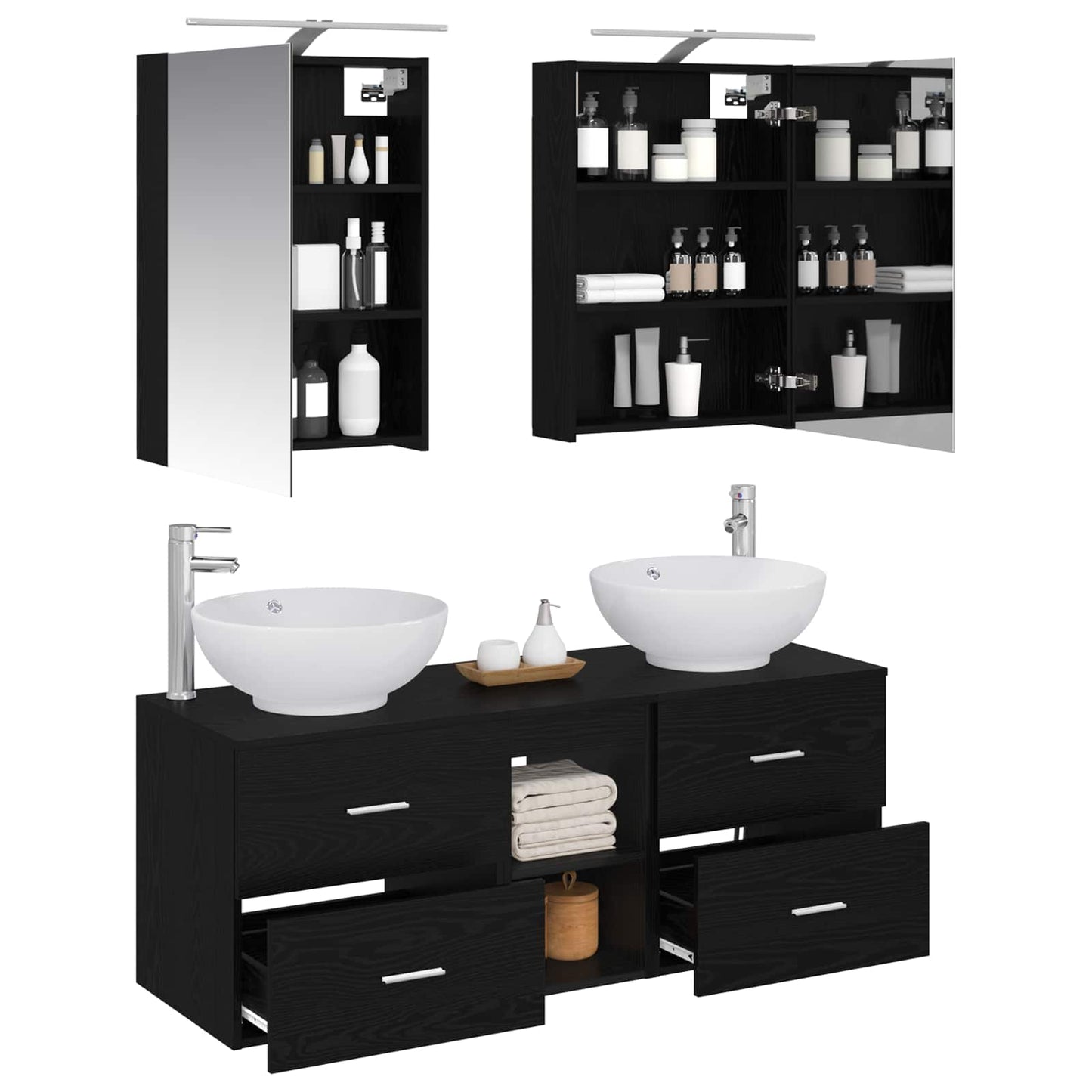 Badezimmermöbel-Set 5 stk. Schwarze Eiche