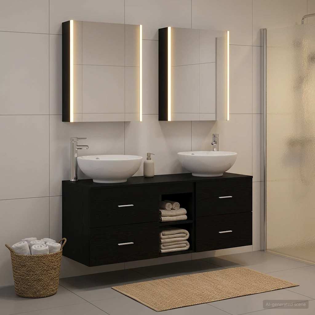 Badezimmermöbel-Set 5 stk. Schwarze Eiche