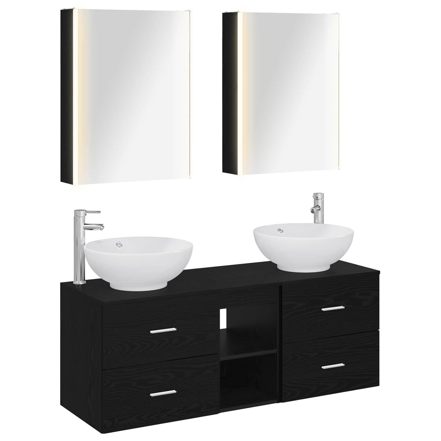 Badezimmermöbel-Set 5 stk. Schwarze Eiche